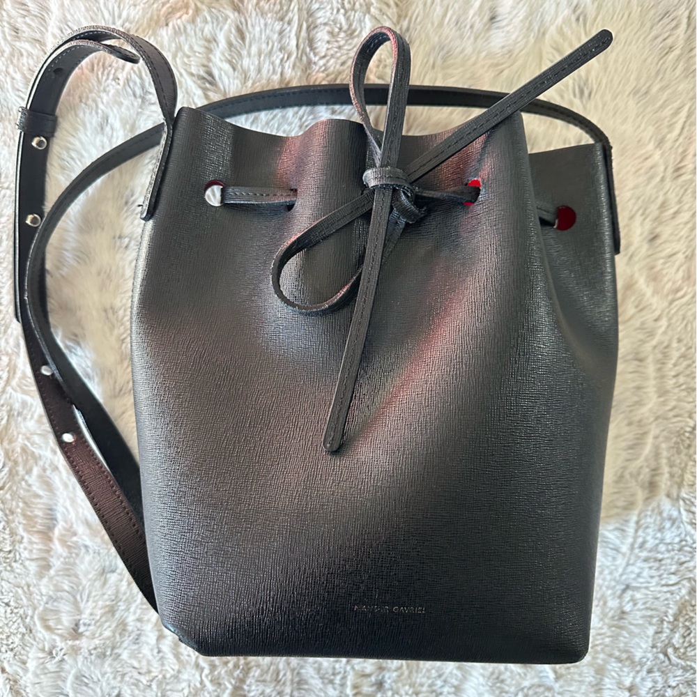 Mansur Gavriel Mini Saffiano Leather Bucket Bag